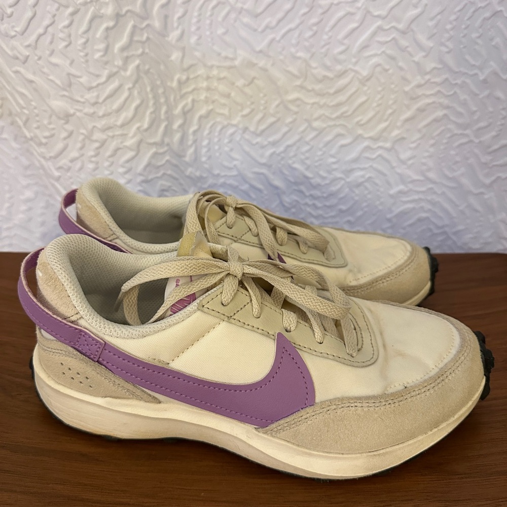 Nike Women's Cream and Purple Sneakers